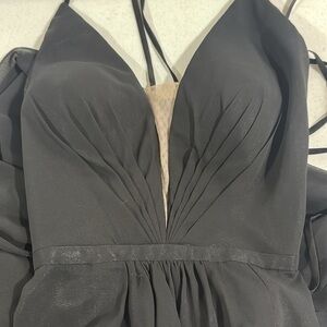 Betsey & Adam Dress Lace Up Back With Front Plunge Black Women’s New Size 4